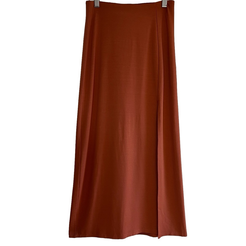 Wilfred stretch midi skirt with high slit burnt orange Sz S excellent condition